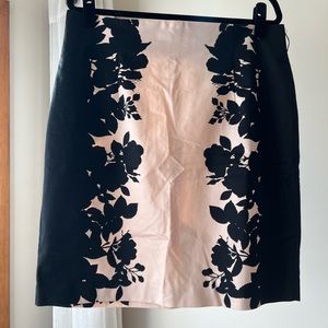 Light pink and black floral silhouette pencil skirt